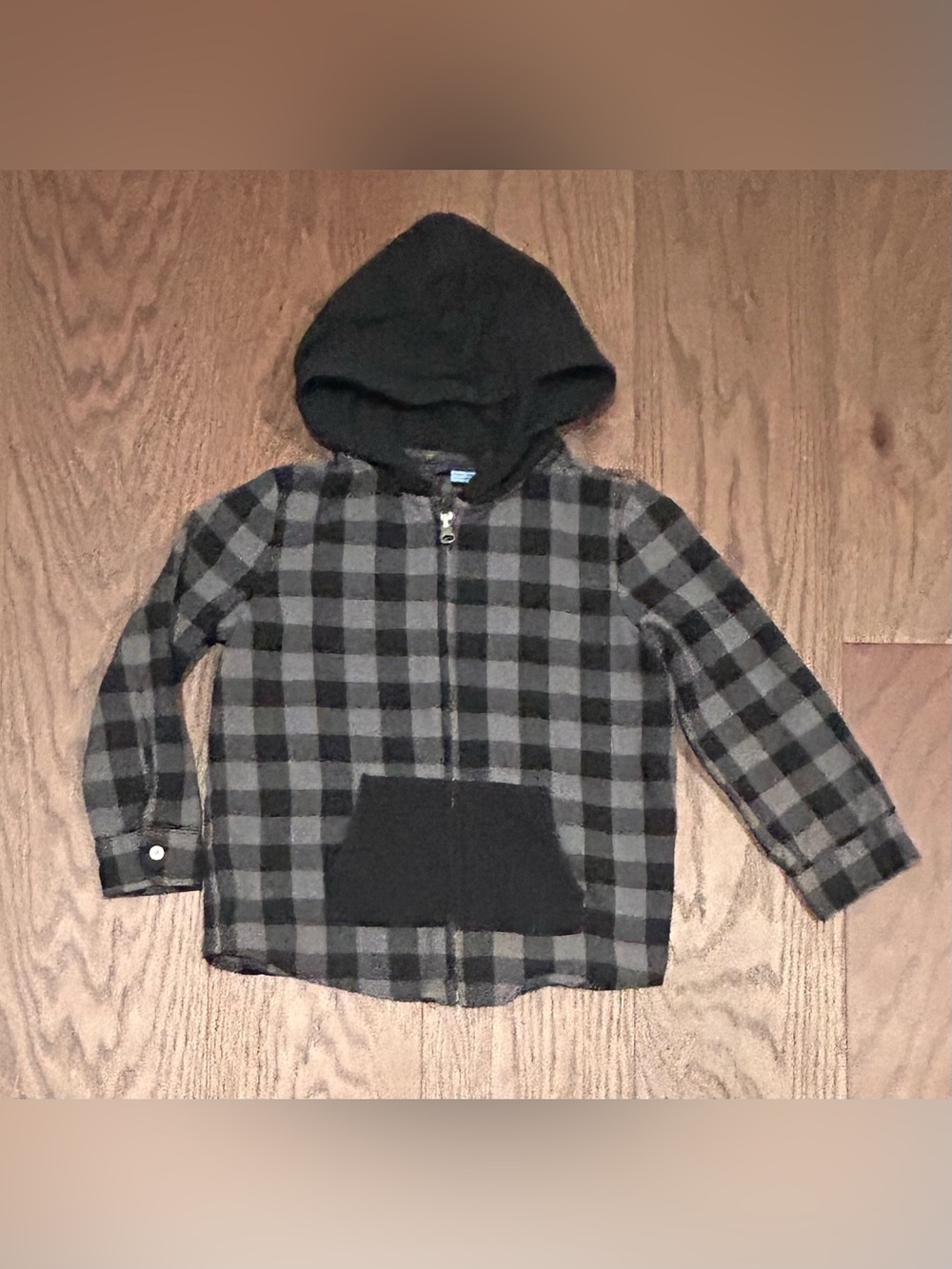 Andy & Evan Size 5T Boy's Lightweight Hooded Plaid Jacket